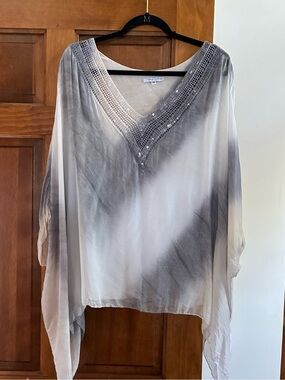 Tempo Paris lined silk poncho, Large